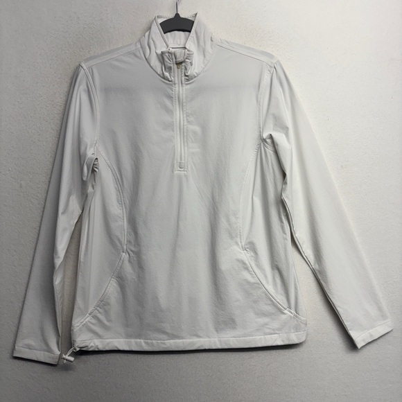 Lady Hagen White 1/2 Zip Pullover Sweater Pockets White S Nylon Stretch - Picture 1 of 7